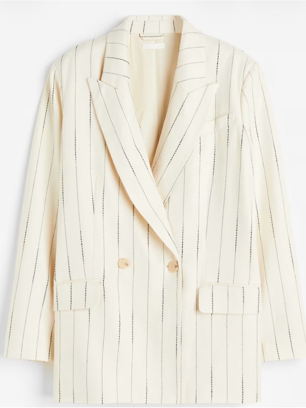 H&M Cream Pinstripe Double-Breasted Blazer